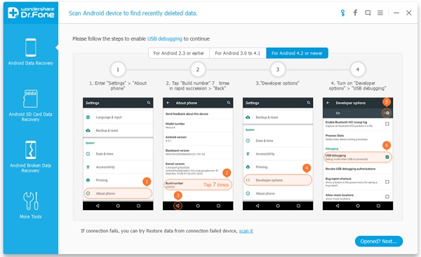 Set up Android to enable USB debugging