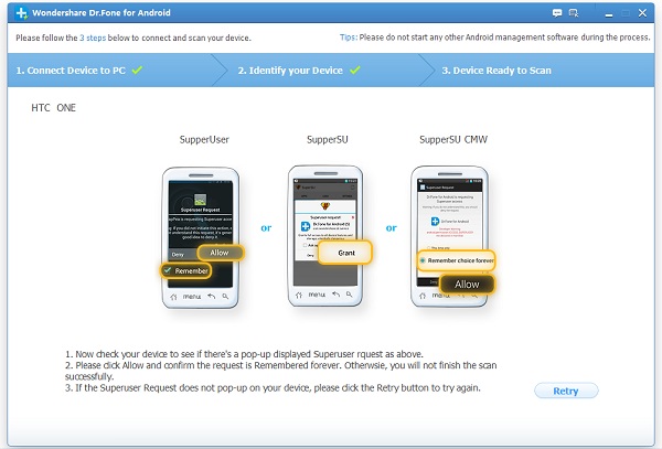 click allow to scan android