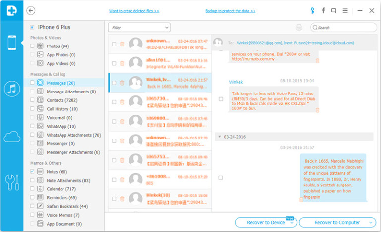 recover iPhone 7 SMS
