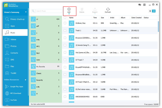 Transfer songs from pc to android